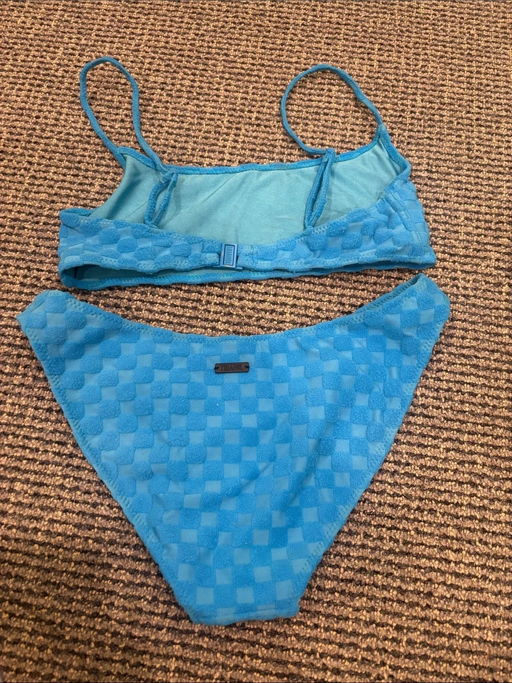 triangl swimwear Blue Checker Textured Bikini Set